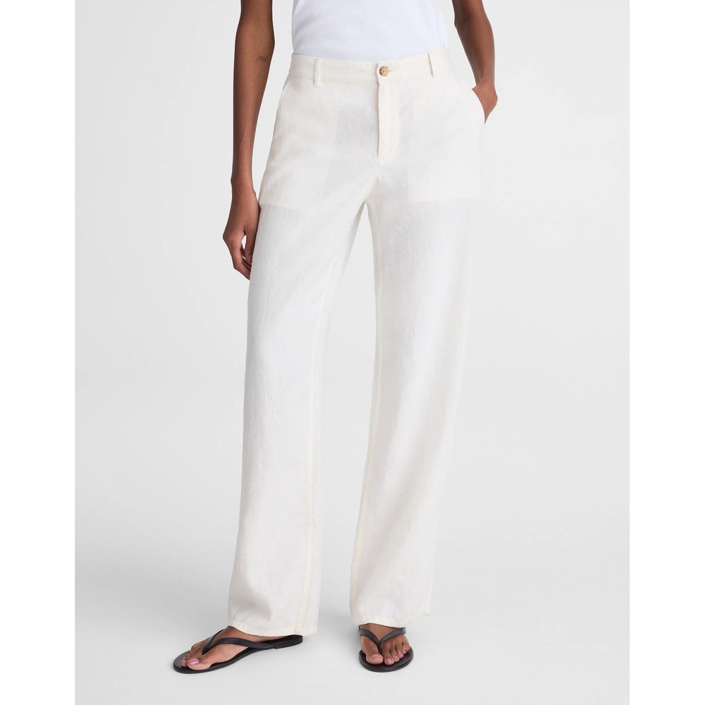 Madewell The Zoe Relaxed Straight Pant in 100% Ivory Linen Size 4 NWT